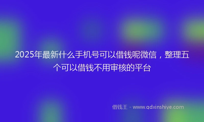 2025年最新什么手机号可以借钱呢微信，整理五个可以借钱不用审核的平台