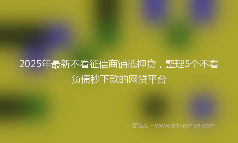 2025年最新不看征信商铺抵押贷，整理5个不看负债秒下款的网贷平台