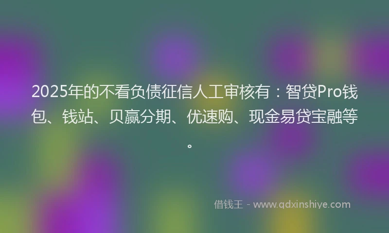 2025年的不看负债征信人工审核有：智贷Pro钱包、钱站、贝赢分期、优速购、现金易贷宝融等。