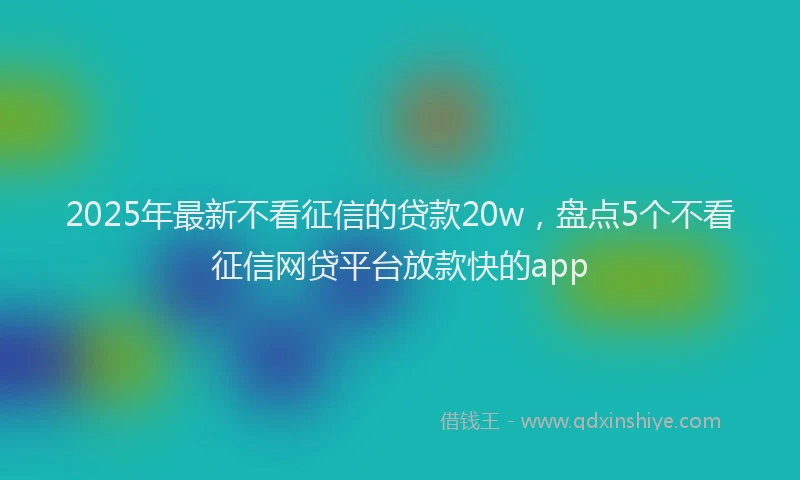 2025年最新不看征信的贷款20w，盘点5个不看征信网贷平台放款快的app