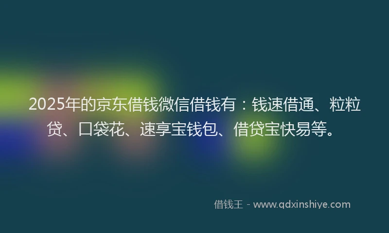 2025年的京东借钱微信借钱有：钱速借通、粒粒贷、口袋花、速享宝钱包、借贷宝快易等。