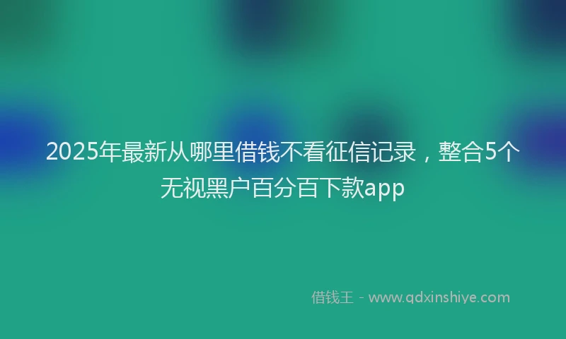 2025年最新从哪里借钱不看征信记录，整合5个无视黑户百分百下款app