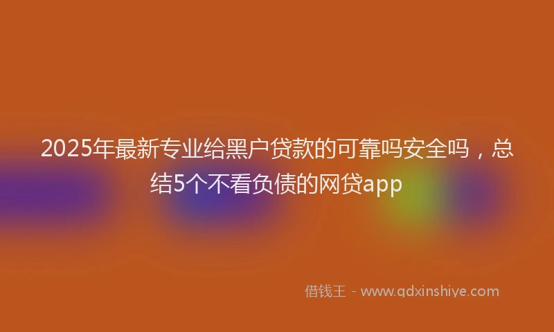 2025年最新专业给黑户贷款的可靠吗安全吗，总结5个不看负债的网贷app