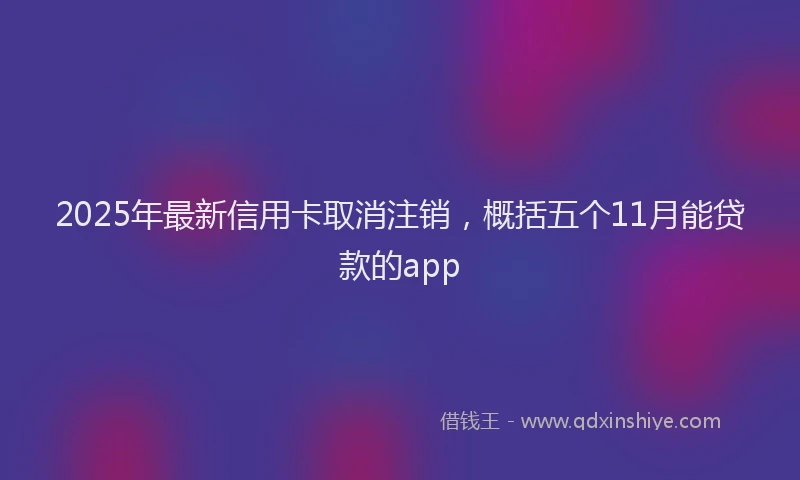 2025年最新信用卡取消注销，概括五个11月能贷款的app