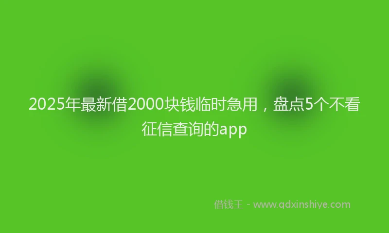 2025年最新借2000块钱临时急用，盘点5个不看征信查询的app
