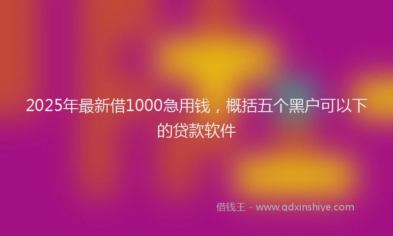 2025年最新借1000急用钱，概括五个黑户可以下的贷款软件