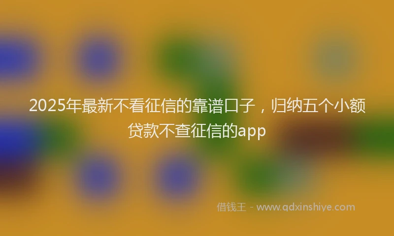 2025年最新不看征信的靠谱口子，归纳五个小额贷款不查征信的app