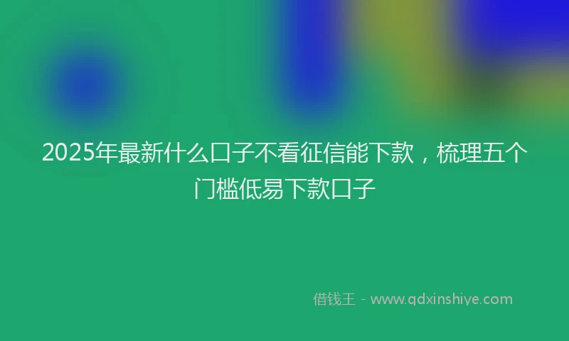 2025年最新什么口子不看征信能下款，梳理五个门槛低易下款口子