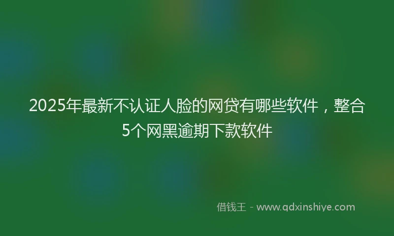 2025年最新不认证人脸的网贷有哪些软件，整合5个网黑逾期下款软件