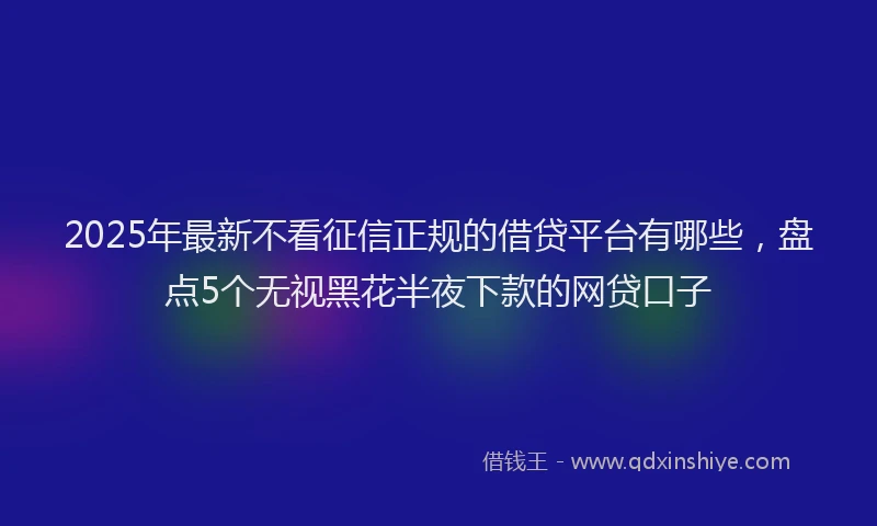 2025年最新不看征信正规的借贷平台有哪些，盘点5个无视黑花半夜下款的网贷口子