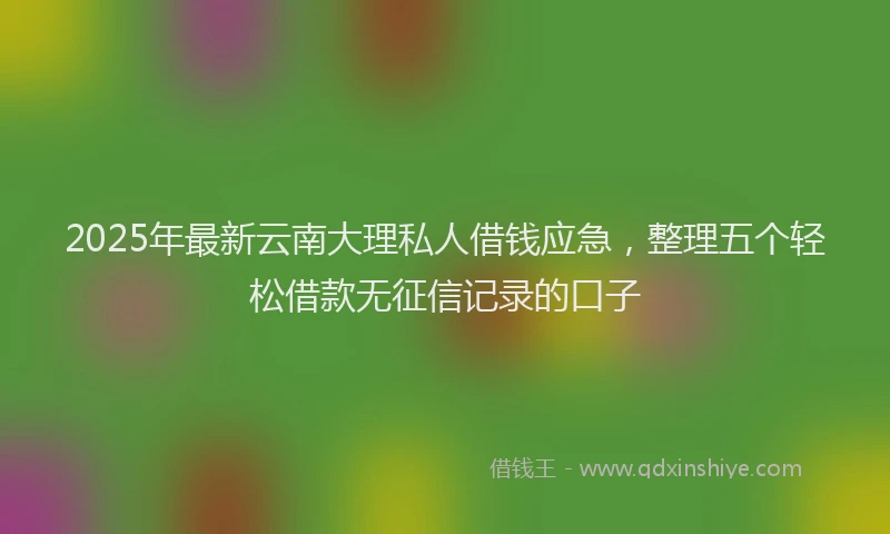 2025年最新云南大理私人借钱应急，整理五个轻松借款无征信记录的口子