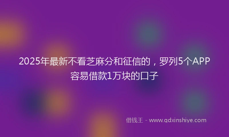 2025年最新不看芝麻分和征信的，罗列5个APP容易借款1万块的口子