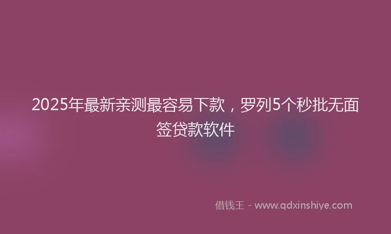 2025年最新亲测最容易下款，罗列5个秒批无面签贷款软件