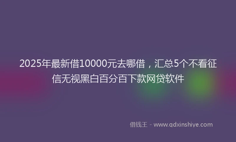 2025年最新借10000元去哪借，汇总5个不看征信无视黑白百分百下款网贷软件