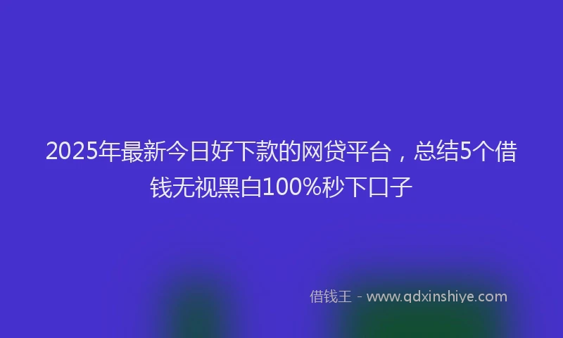 2025年最新今日好下款的网贷平台，总结5个借钱无视黑白100%秒下口子