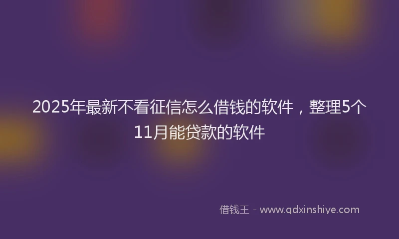 2025年最新不看征信怎么借钱的软件，整理5个11月能贷款的软件