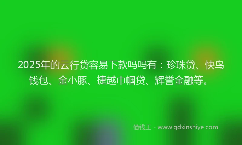 2025年的云行贷容易下款吗吗有：珍珠贷、快鸟钱包、金小豚、捷越巾帼贷、辉誉金融等。