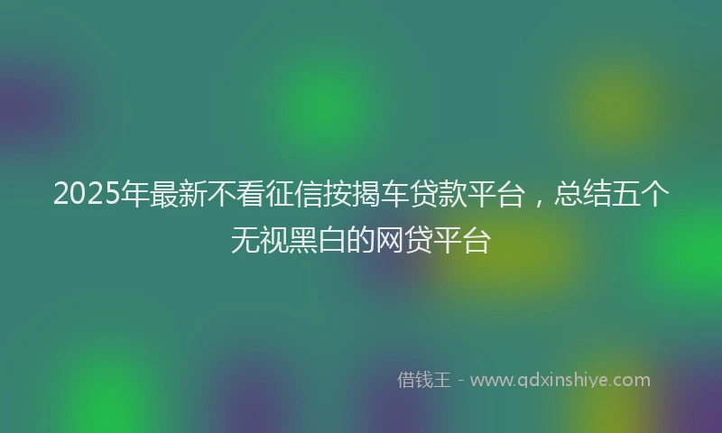 2025年最新不看征信按揭车贷款平台，总结五个无视黑白的网贷平台