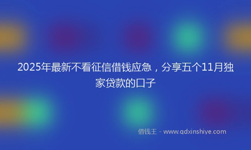 2025年最新不看征信借钱应急，分享五个11月独家贷款的口子