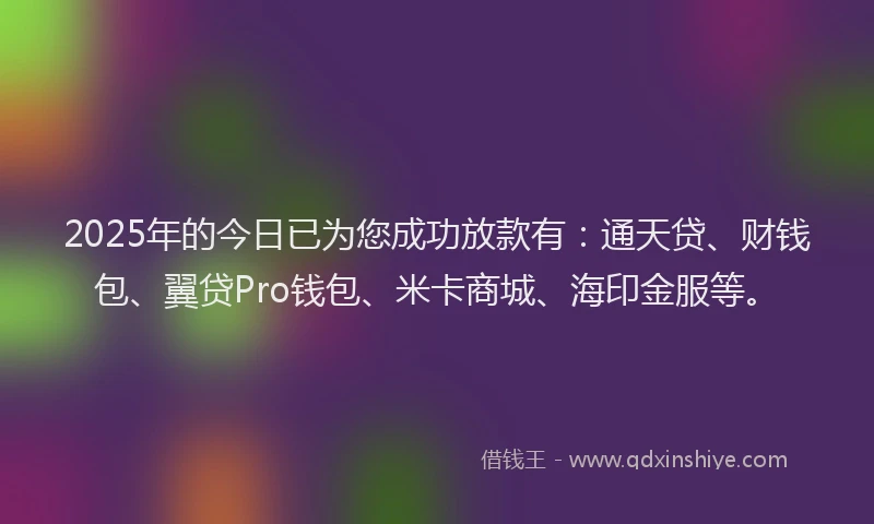 2025年的今日已为您成功放款有：通天贷、财钱包、翼贷Pro钱包、米卡商城、海印金服等。