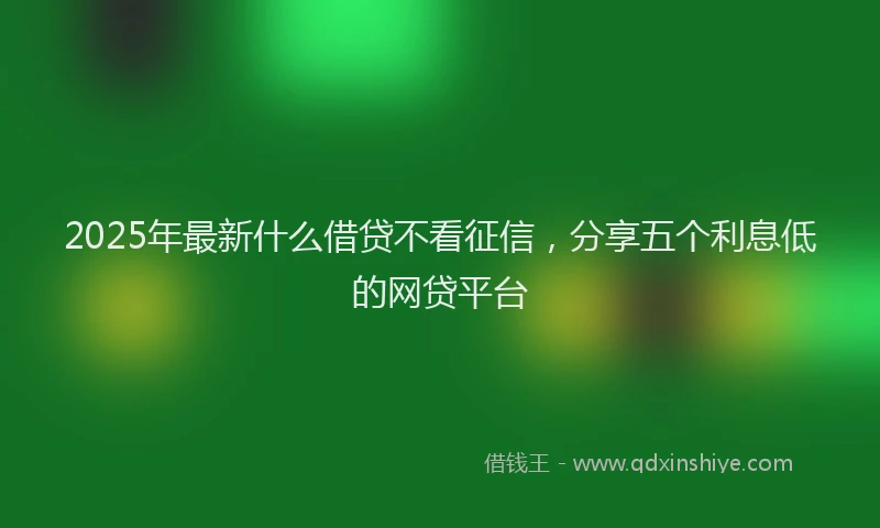 2025年最新什么借贷不看征信，分享五个利息低的网贷平台
