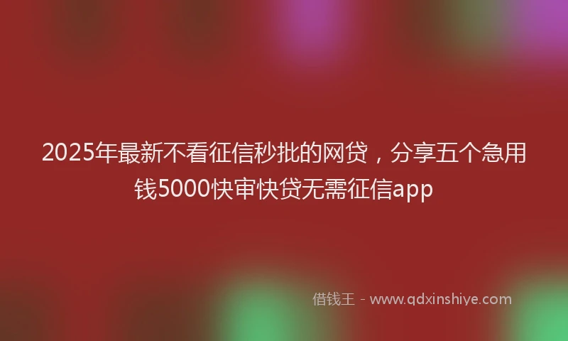 2025年最新不看征信秒批的网贷，分享五个急用钱5000快审快贷无需征信app