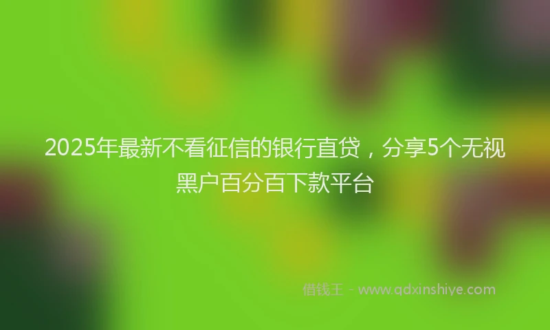 2025年最新不看征信的银行直贷，分享5个无视黑户百分百下款平台
