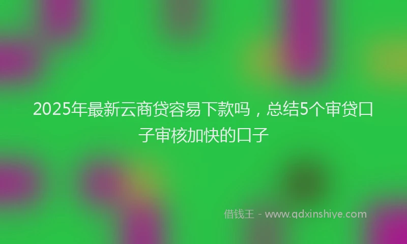 2025年最新云商贷容易下款吗，总结5个审贷口子审核加快的口子