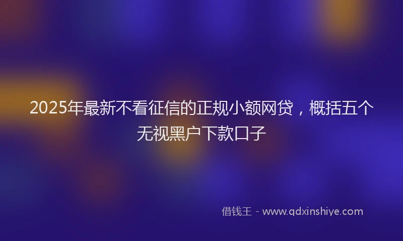 2025年最新不看征信的正规小额网贷，概括五个无视黑户下款口子