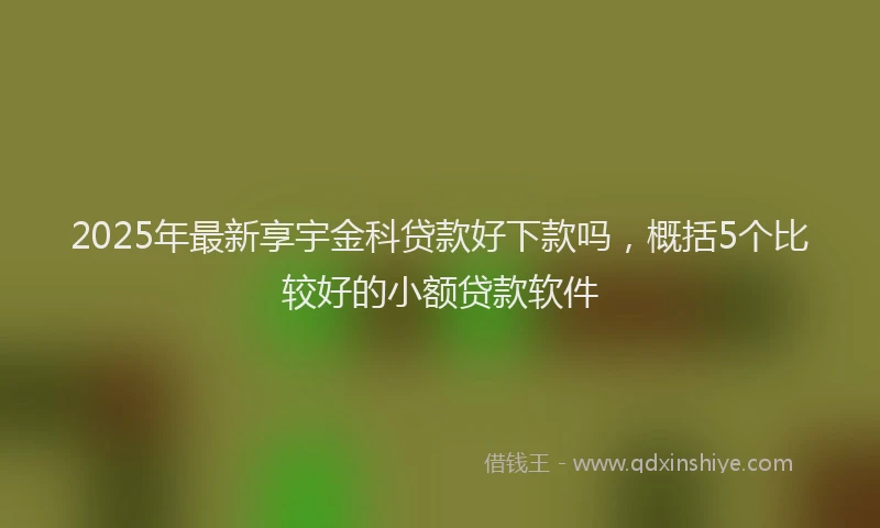 2025年最新享宇金科贷款好下款吗，概括5个比较好的小额贷款软件