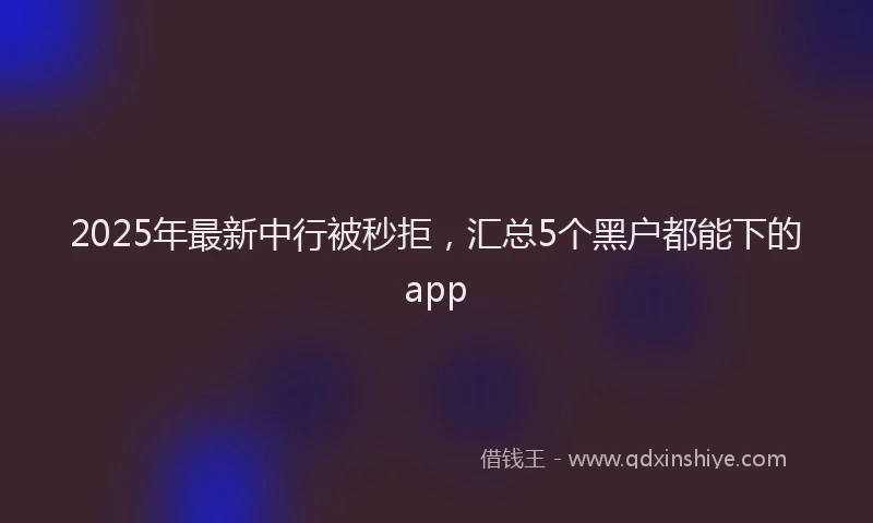 2025年最新中行被秒拒，汇总5个黑户都能下的app