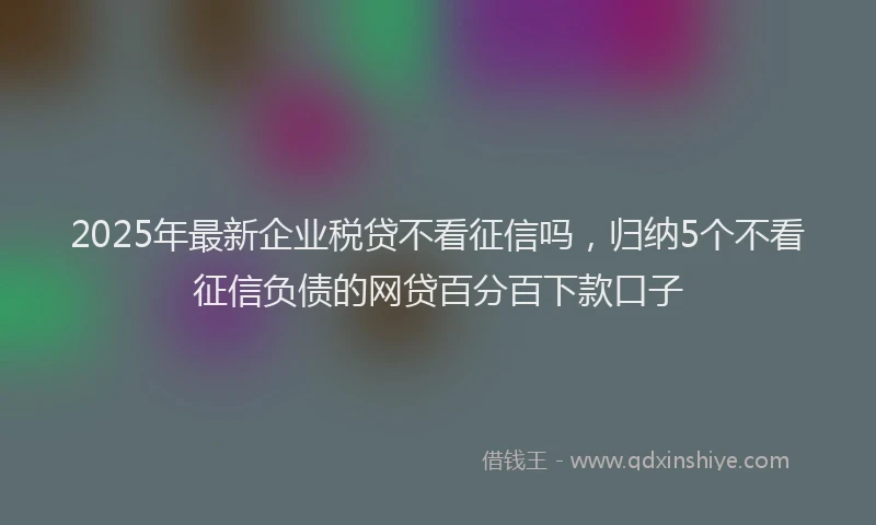 2025年最新企业税贷不看征信吗，归纳5个不看征信负债的网贷百分百下款口子