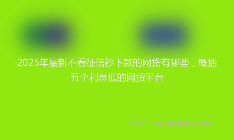 2025年最新不看征信秒下款的网贷有哪些，概括五个利息低的网贷平台
