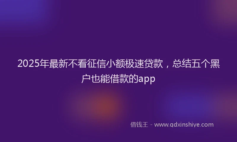 2025年最新不看征信小额极速贷款，总结五个黑户也能借款的app