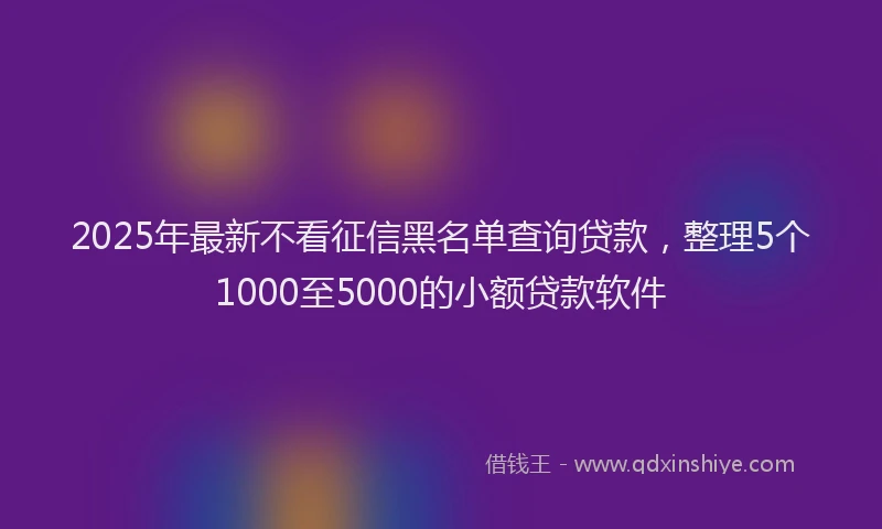 2025年最新不看征信黑名单查询贷款，整理5个1000至5000的小额贷款软件
