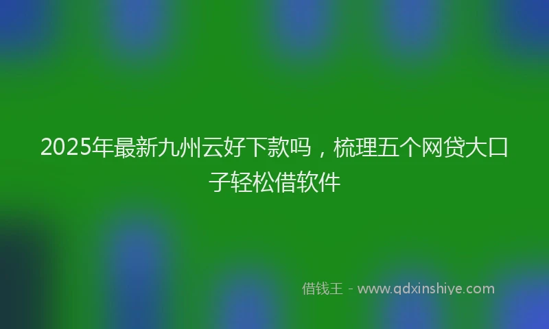 2025年最新九州云好下款吗，梳理五个网贷大口子轻松借软件