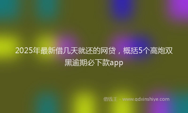 2025年最新借几天就还的网贷，概括5个高炮双黑逾期必下款app