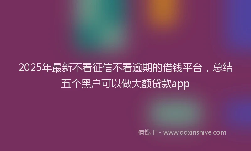 2025年最新不看征信不看逾期的借钱平台，总结五个黑户可以做大额贷款app