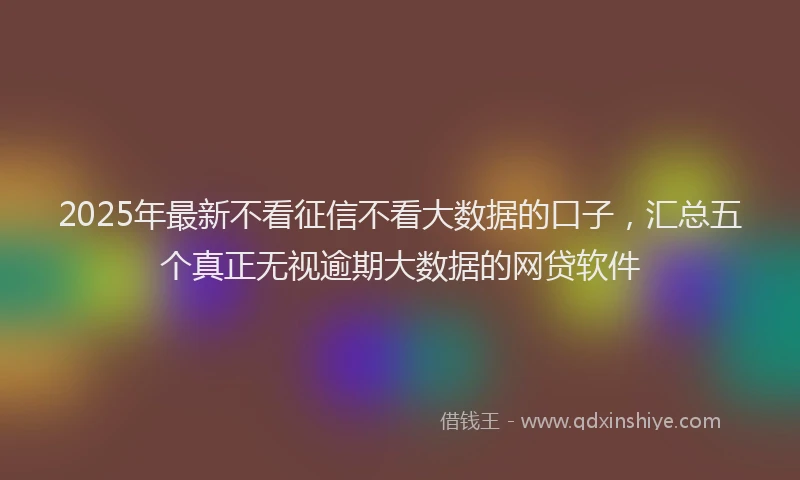 2025年最新不看征信不看大数据的口子，汇总五个真正无视逾期大数据的网贷软件