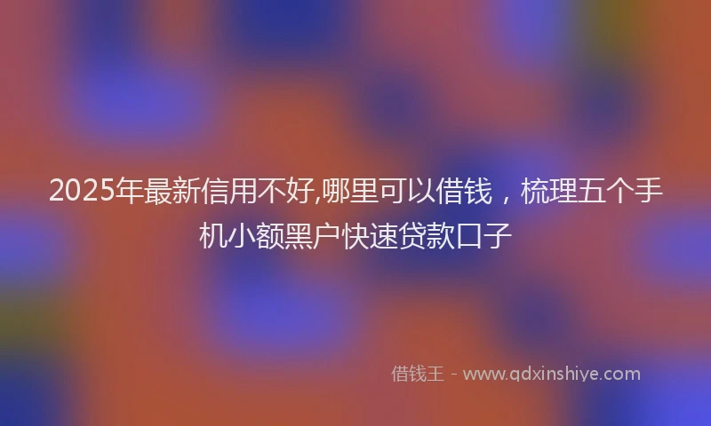 2025年最新信用不好,哪里可以借钱，梳理五个手机小额黑户快速贷款口子