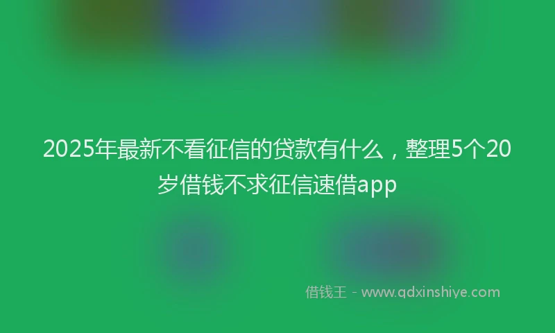 2025年最新不看征信的贷款有什么，整理5个20岁借钱不求征信速借app