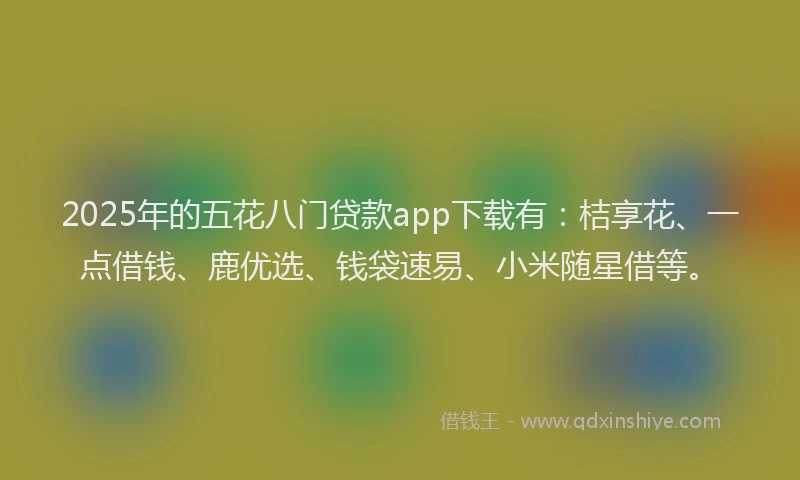 2025年的五花八门贷款app下载有：桔享花、一点借钱、鹿优选、钱袋速易、小米随星借等。