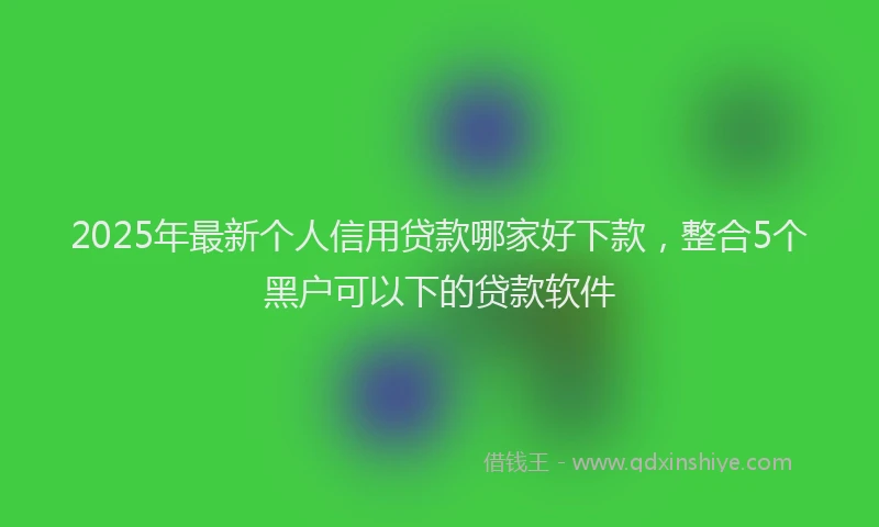 2025年最新个人信用贷款哪家好下款，整合5个黑户可以下的贷款软件