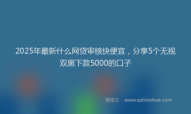 2025年最新什么网贷审核快便宜，分享5个无视双黑下款5000的口子