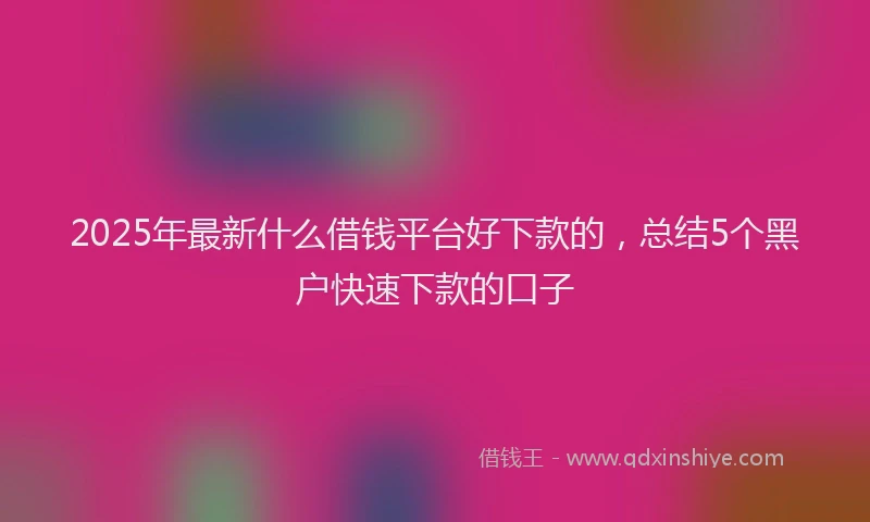 2025年最新什么借钱平台好下款的，总结5个黑户快速下款的口子