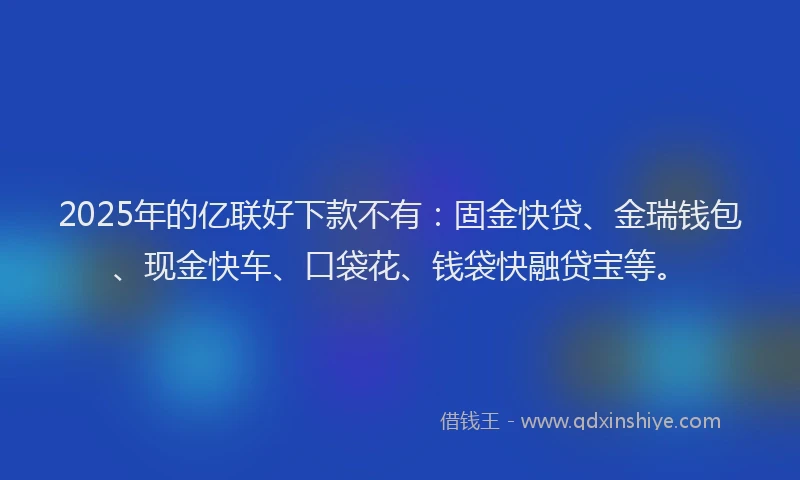 2025年的亿联好下款不有：固金快贷、金瑞钱包、现金快车、口袋花、钱袋快融贷宝等。