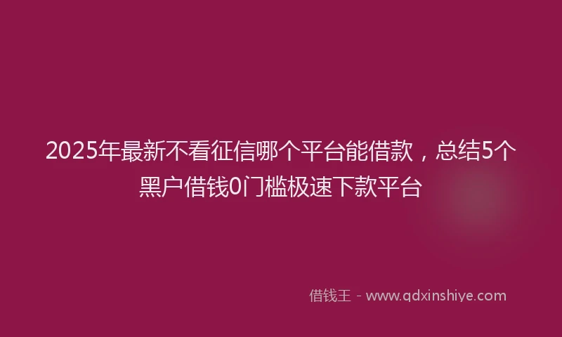 2025年最新不看征信哪个平台能借款，总结5个黑户借钱0门槛极速下款平台