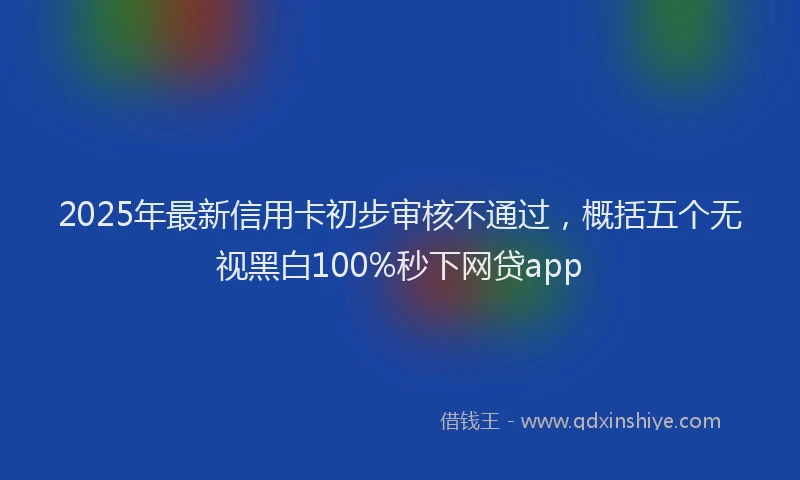 2025年最新信用卡初步审核不通过，概括五个无视黑白100%秒下网贷app