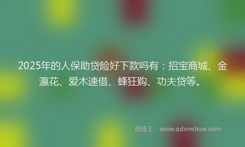 2025年的人保助贷险好下款吗有：招宝商城、金瀛花、爱木速借、蜂狂购、功夫贷等。