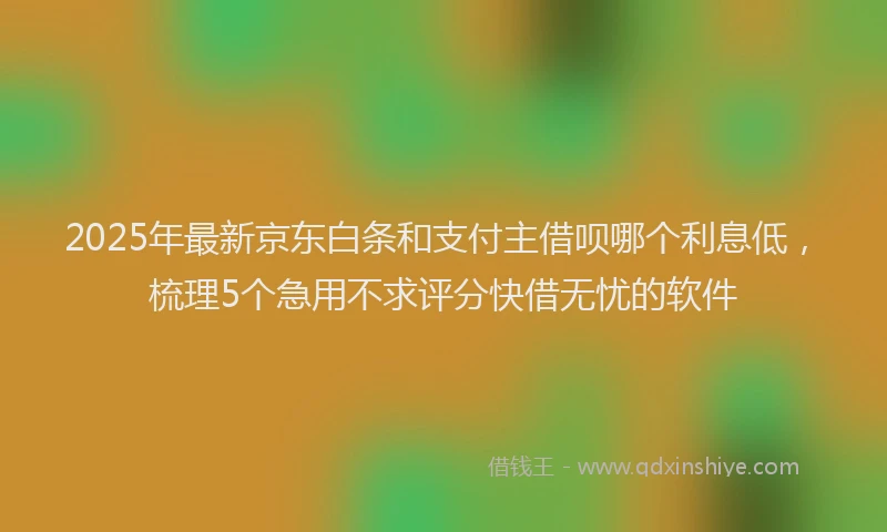 2025年最新京东白条和支付主借呗哪个利息低，梳理5个急用不求评分快借无忧的软件